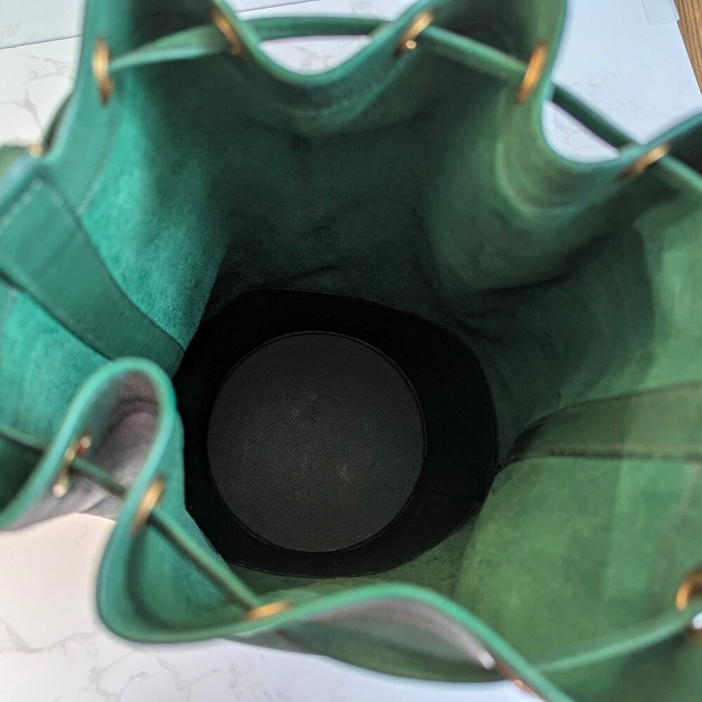 Hermes Vintage Standy Bucket Bag Green Vert Clair Courchevel Leather RARE - Picture 14 of 16